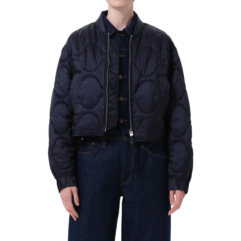Agolde Iona Quilted Nylon Jacket In Blue
