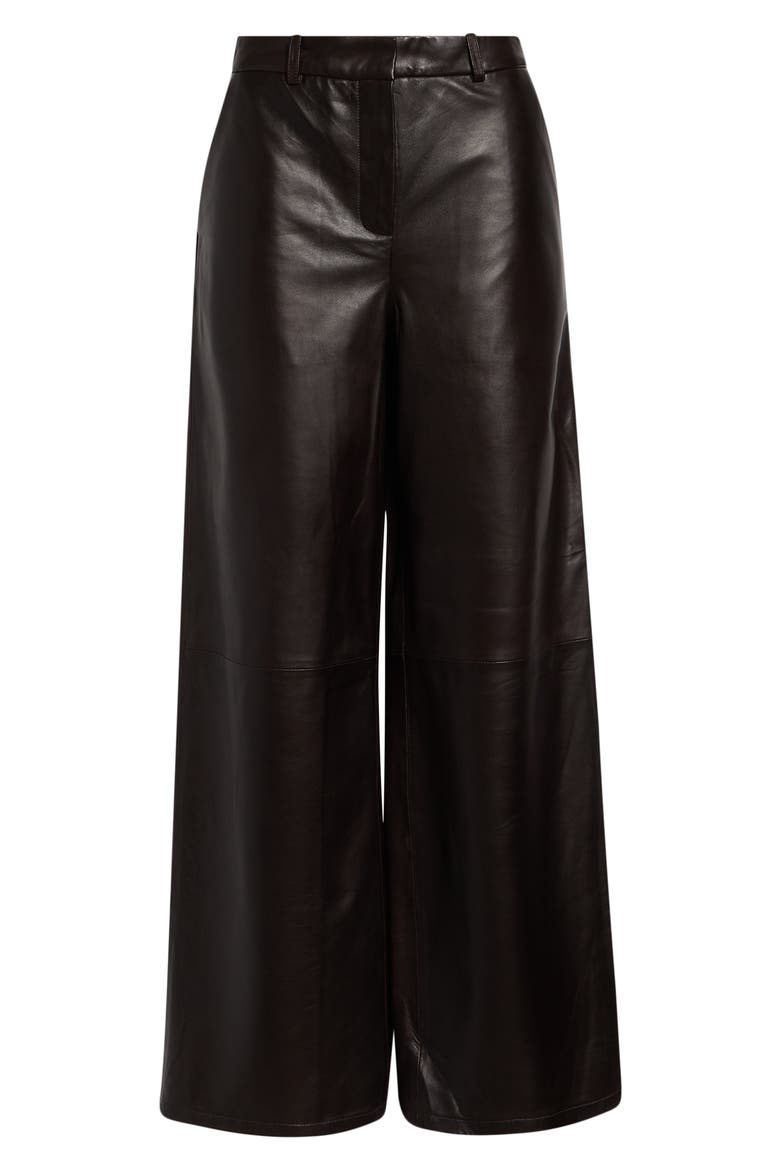 Coda Wide Leg Leather Pants, Alternate, color, BROWN