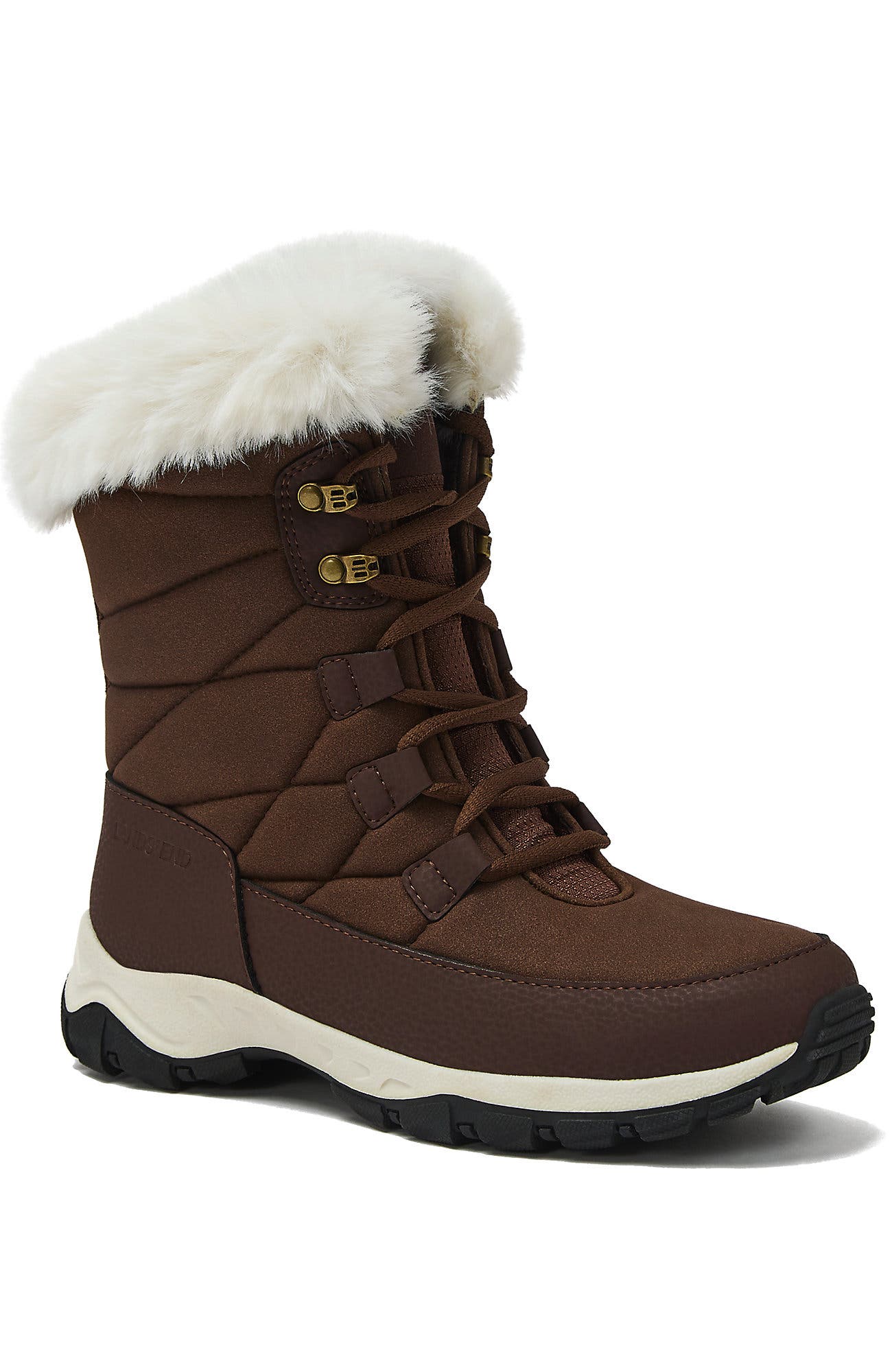 Lands' End Wide Width Expedition Trail Waterproof Lace Up Snow Boots In Brown