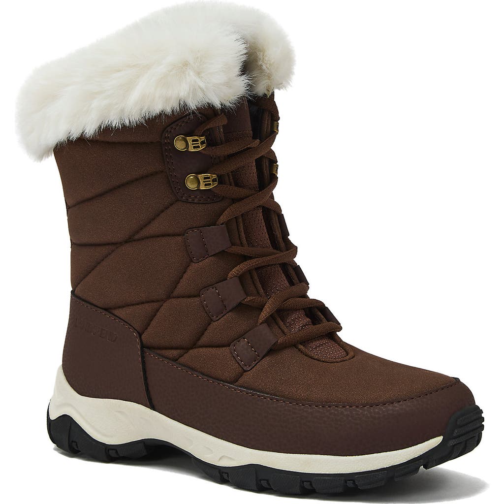 Lands' End Wide Width Expedition Trail Waterproof Lace Up Snow Boots In Brown