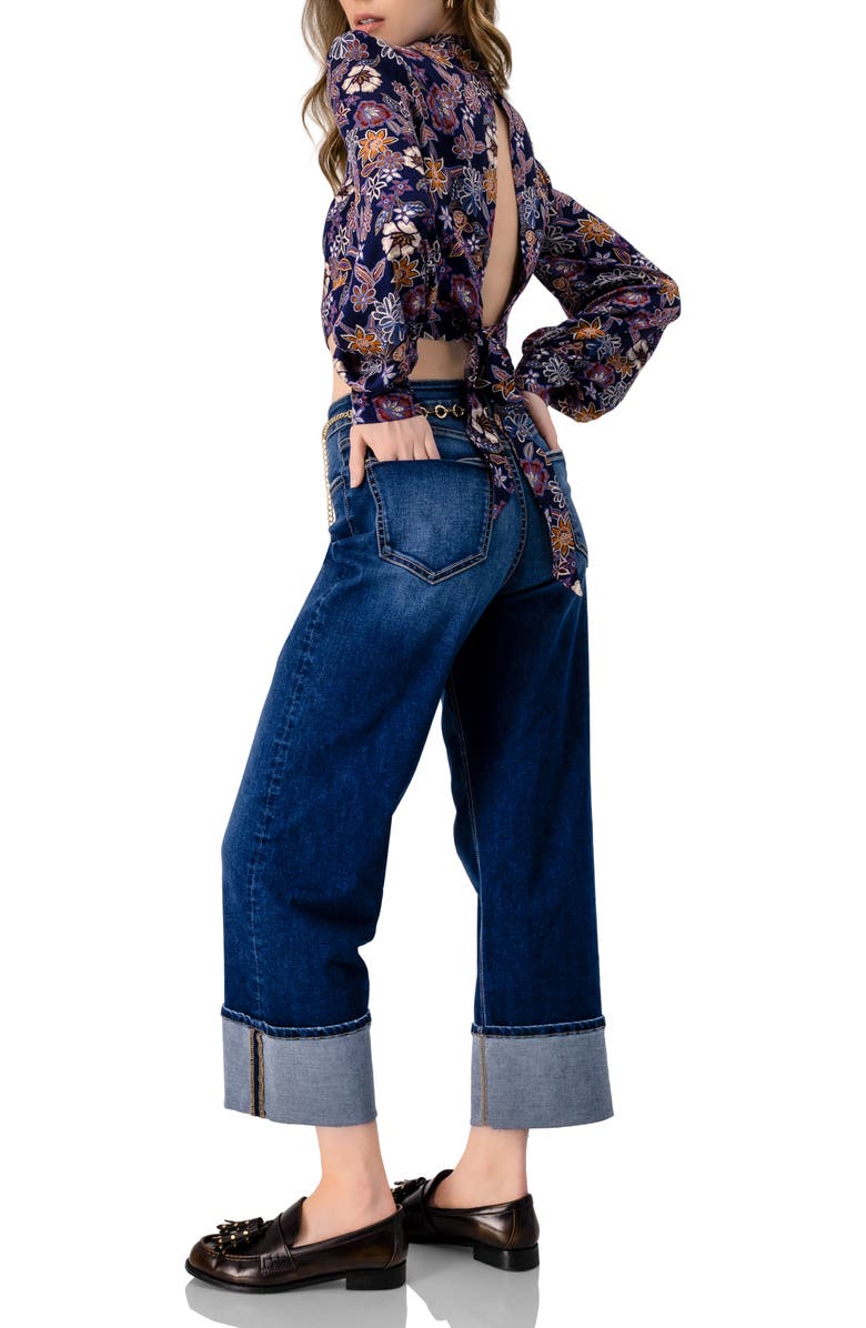 IVONNE Cropped Back-Tie Blouse, Alternate, color, Multi-Brown