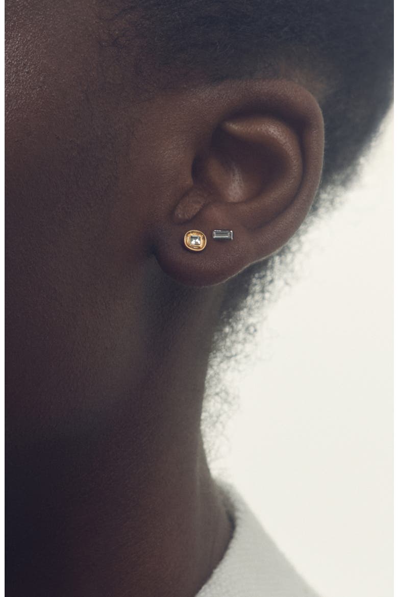Mimi Micro Set of 2 Stud Earrings, Alternate, color, SILVER TN/ GOLD TN/ CRYSTAL