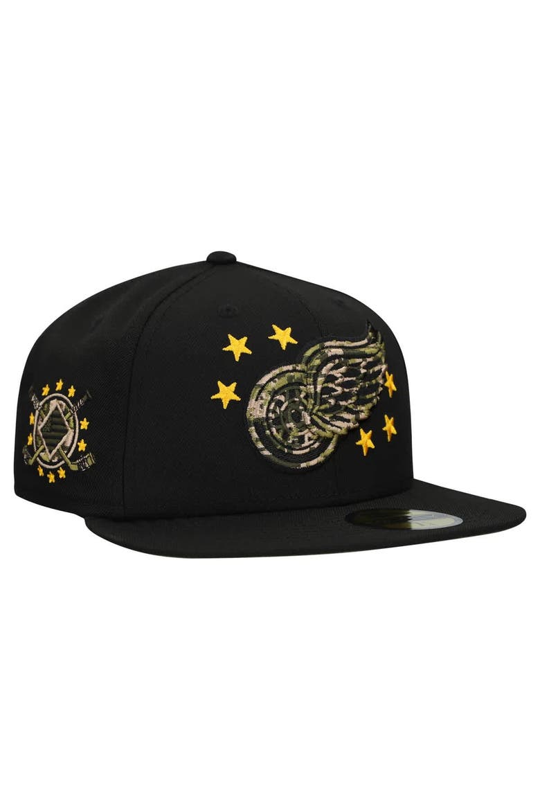 Men's New Era  Black Detroit Red Wings Military Appreciation Digital Camo Stars 59FIFTY Fitted Hat, Main, color, Black
