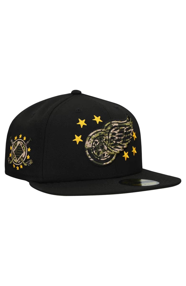 New Era Men's New Era  Black Detroit Red Wings Military Appreciation Digital Camo Stars 59FIFTY Fitted Hat, Main, color, Black