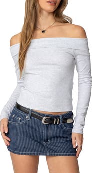 EDIKTED Claudie Foldover Off the Shoulder Top