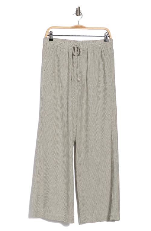 Caslon ® Yarn Dye Linen Blend Pants In Olive- Ivory Ticking Stripe