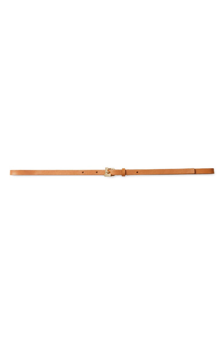 Lafayette 148 New York L-Beam Leather Skinny Belt, Main, color, Copper