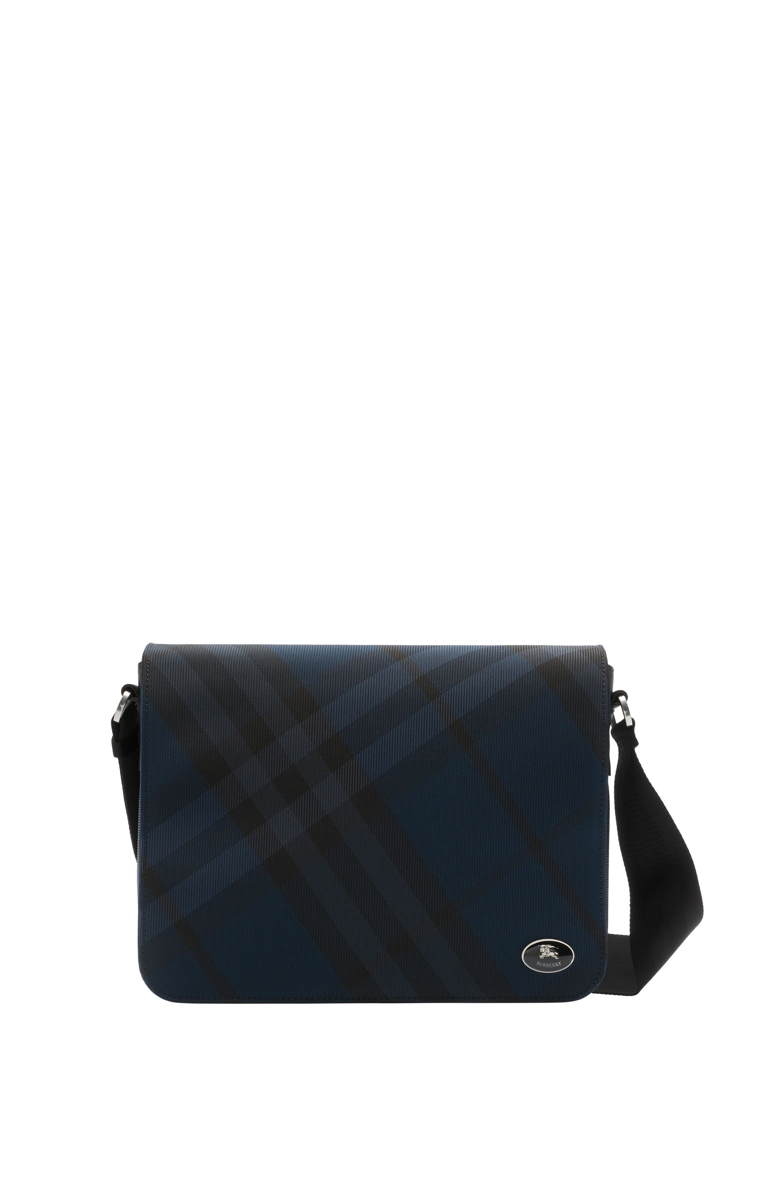 Burberry Grid Messenger Bag, Main, color, Navy