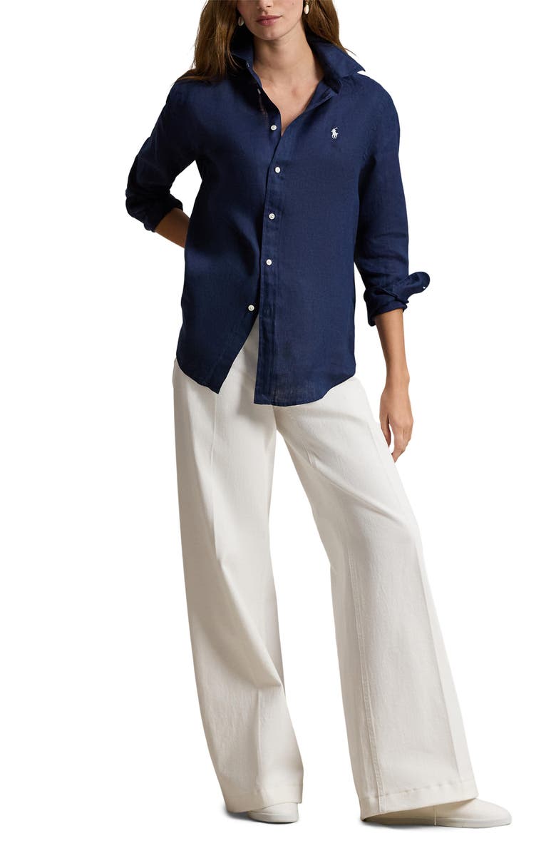 Polo Ralph Lauren Linen Shirt, Alternate, color, Newport Navy