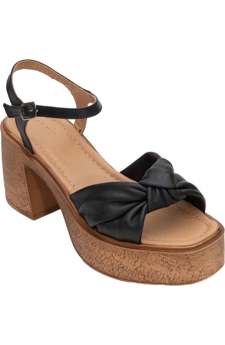 Forever & Always Shoes Tily Platform Wedge Leather Sandal, Alternate, color, Black Leather
