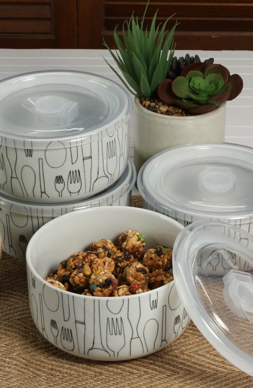 Bia Cordon Bleu Set Of 4 Large Storage Bowl With Lid In White
