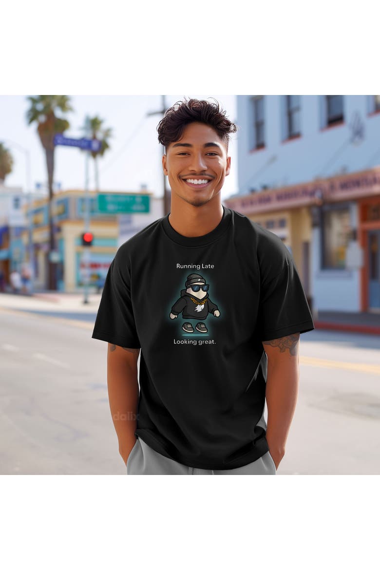 Mens Running Late Tee, Alternate, color, Black