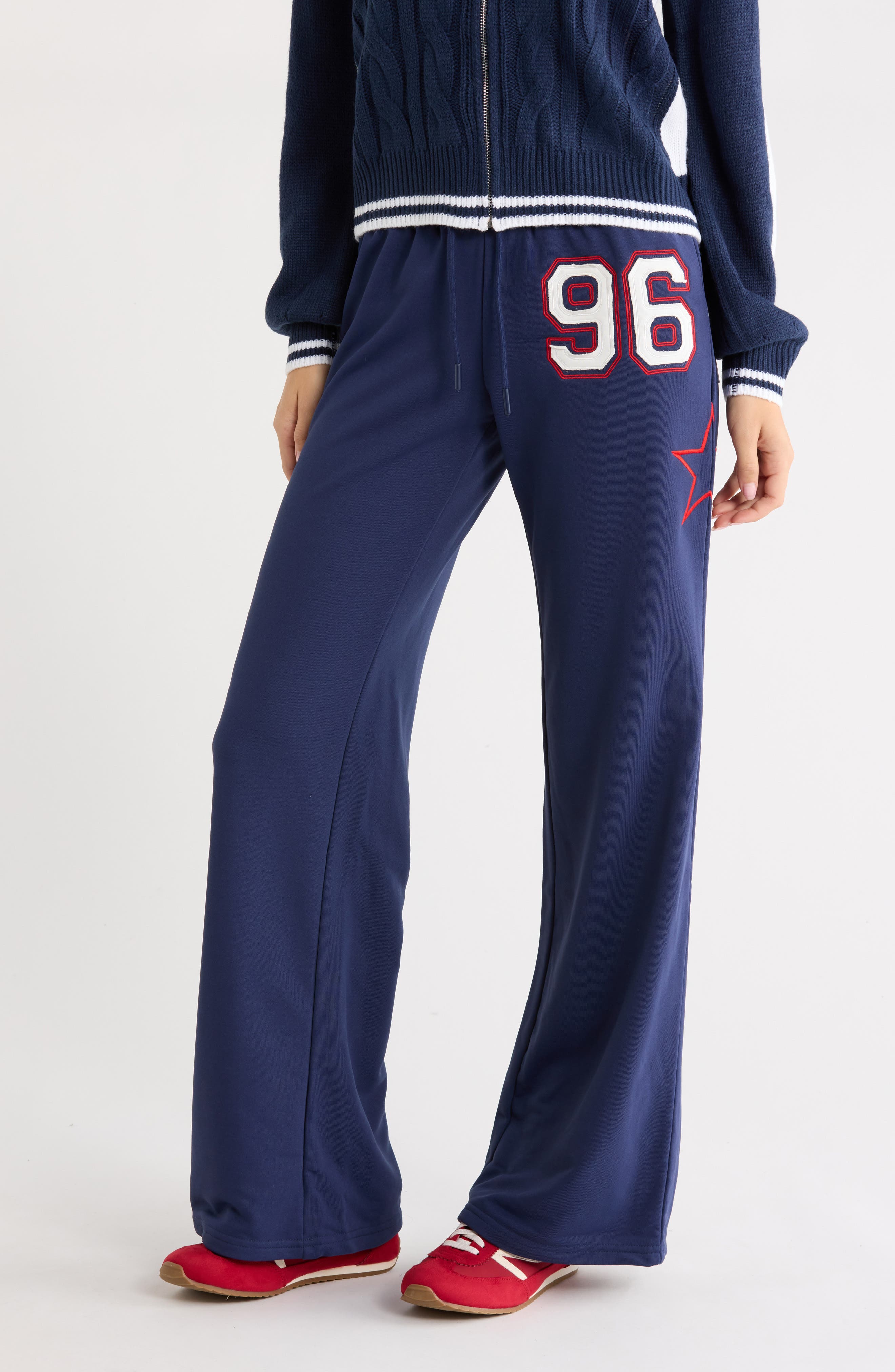 Kari Distressed Patch Track Pants