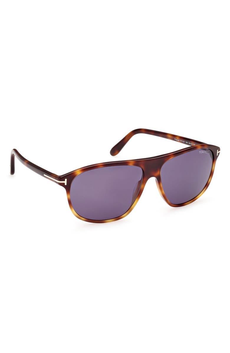 TOM FORD Prescott 60mm Square Sunglasses, Alternate, color, Shiny Blonde Havana / Blue
