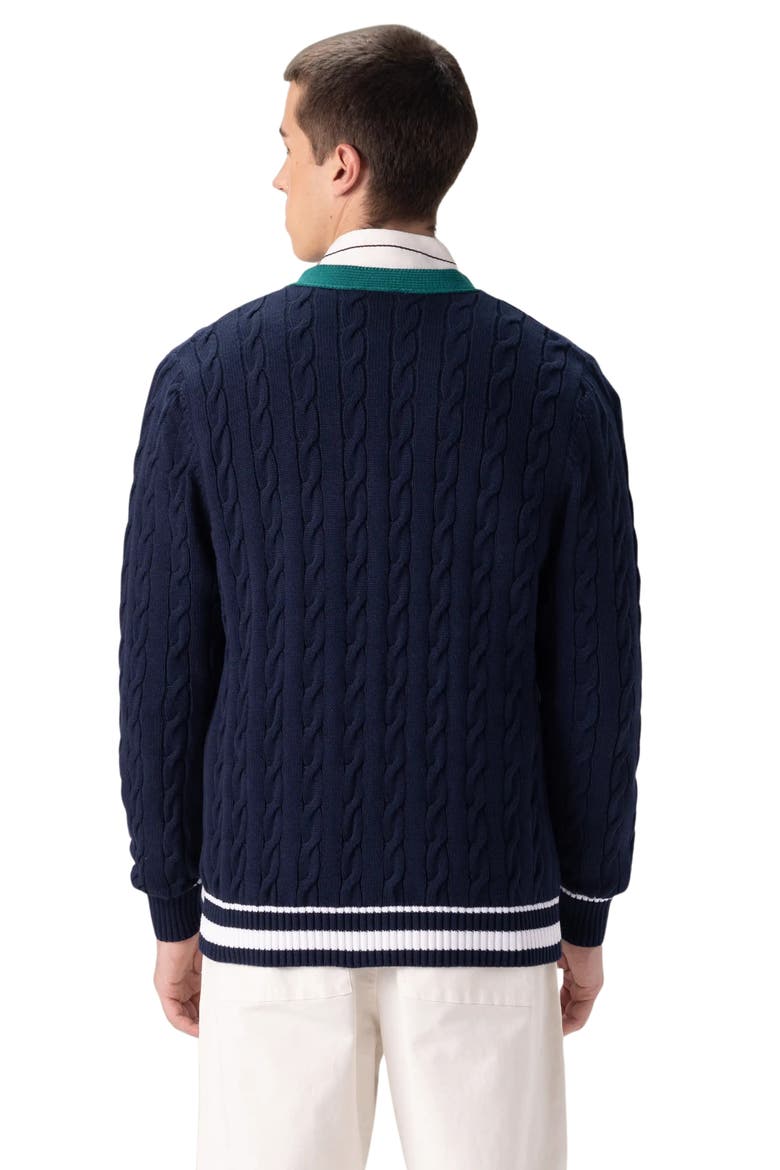 Cable Knit Cardigan, Alternate, color, Navy