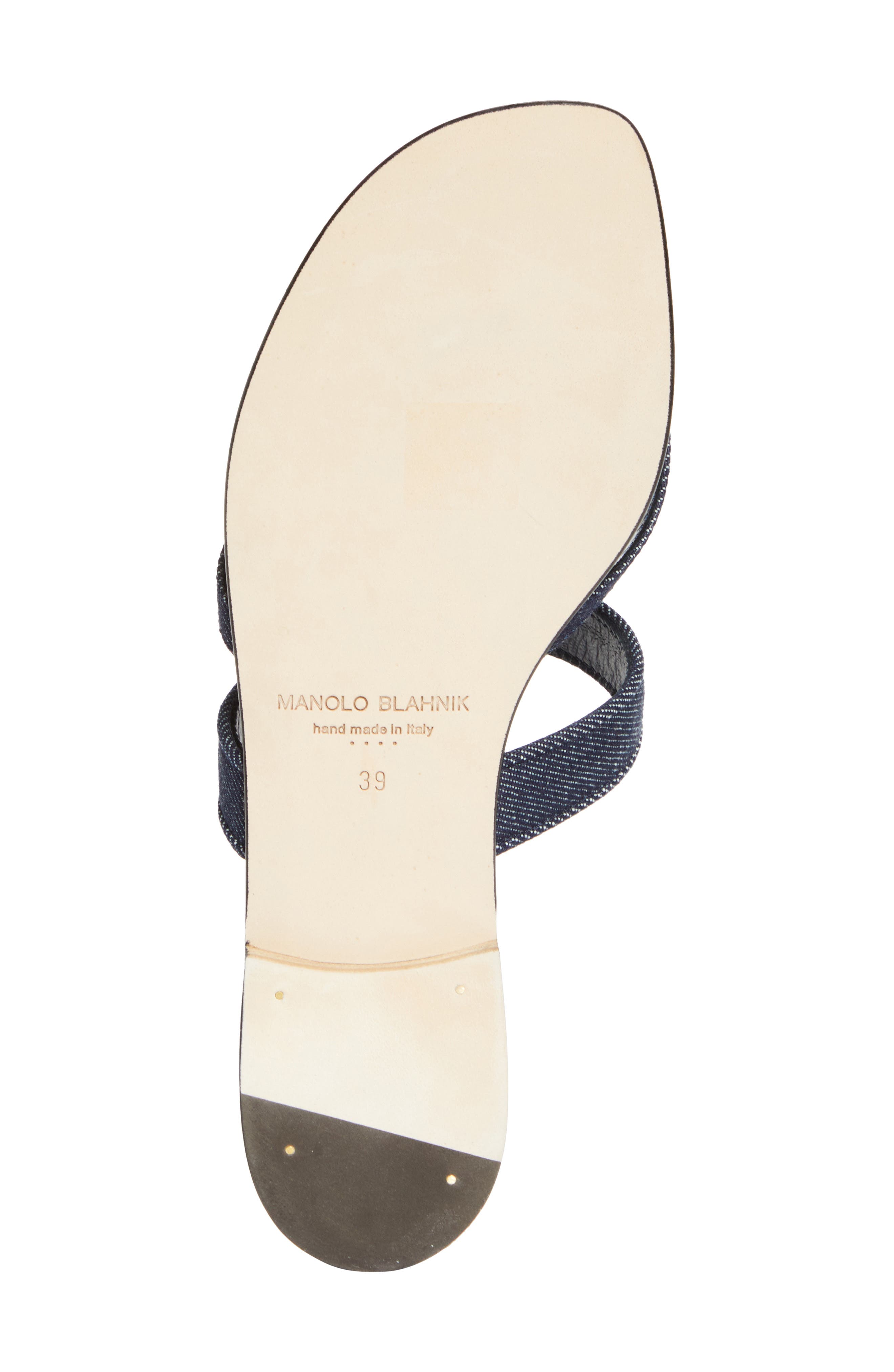 Manolo Blahnik Susaperf Crossover Sandal, Alternate, color, Dark Chambray Blue