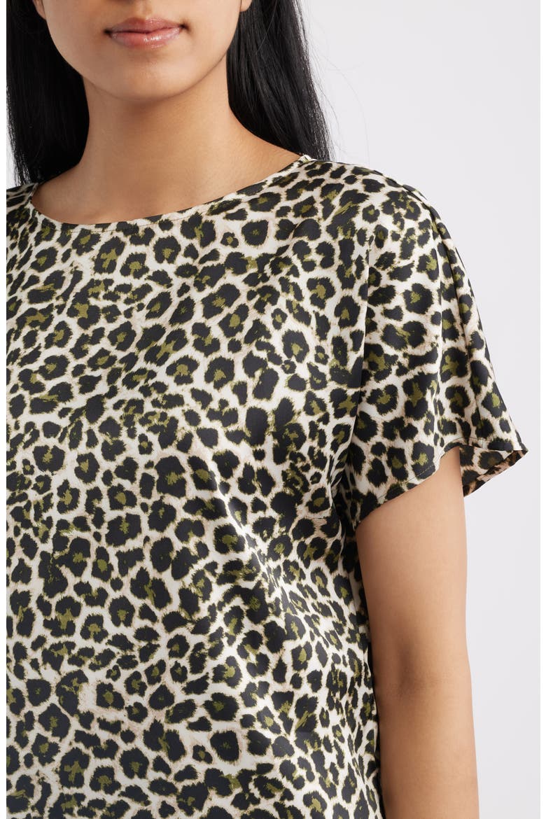 Leopard Print Short Sleeve Top, Alternate, color, BAY LEAF MULTI