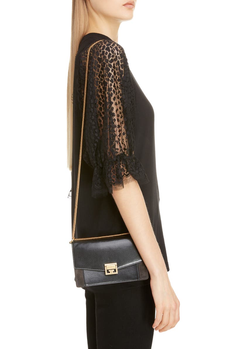 Givenchy GV3 Leather Wallet on a Chain, Alternate, color,