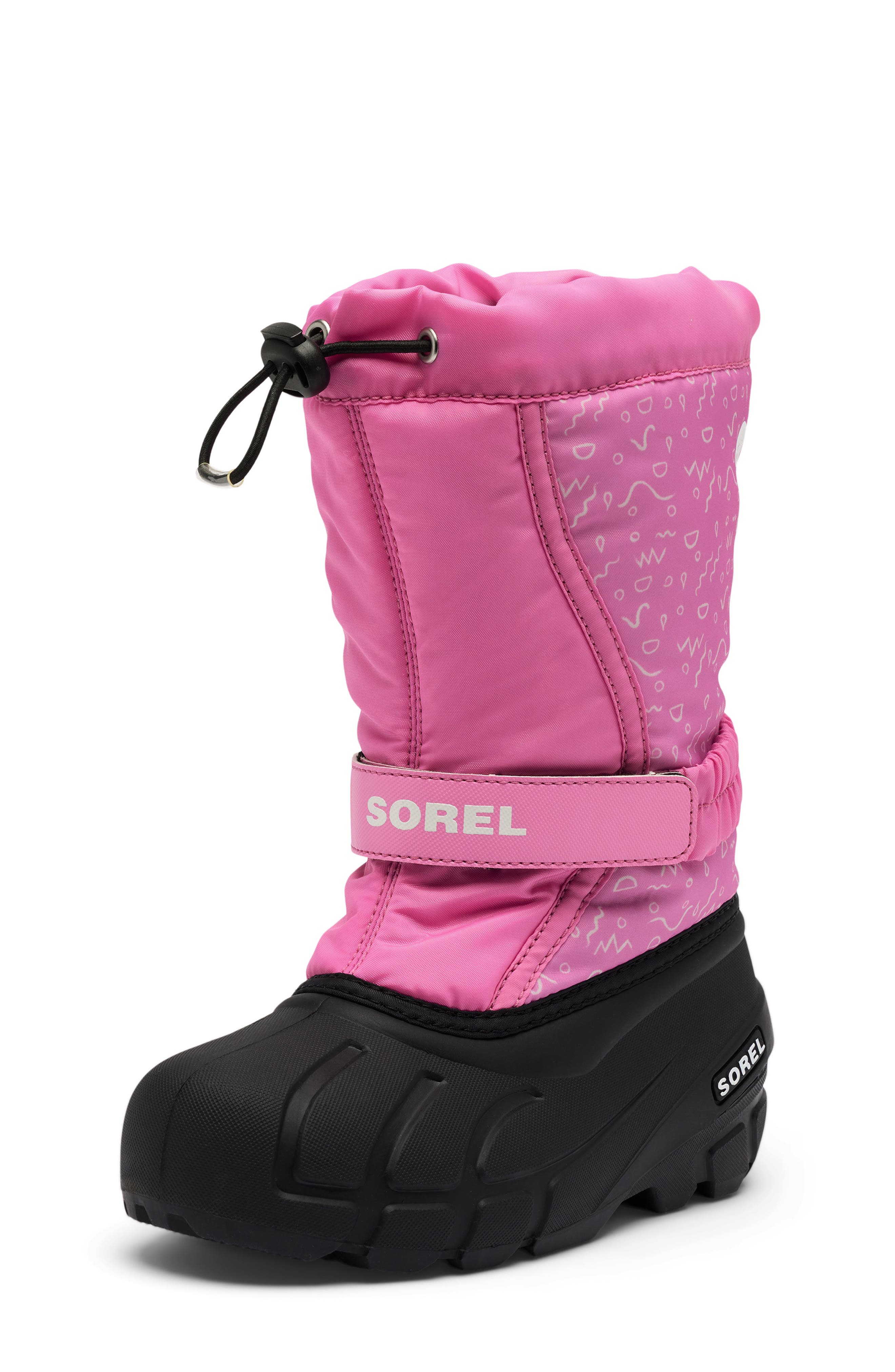 SOREL Kids' Flurry Waterproof Snow Boot, Alternate, color, Orchid/ Black