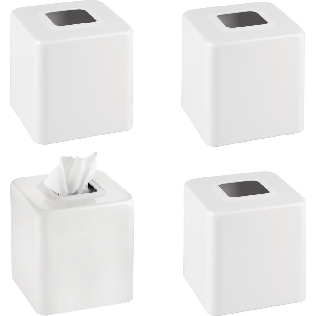 mDesign Metal Square Modern Tissue Box Cover Holder for Bathroom,  4 Pack in White  product