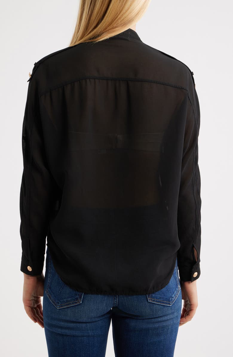 NIKKI LUND Jameson Button Embellished Semisheer Top, Alternate, color, Black