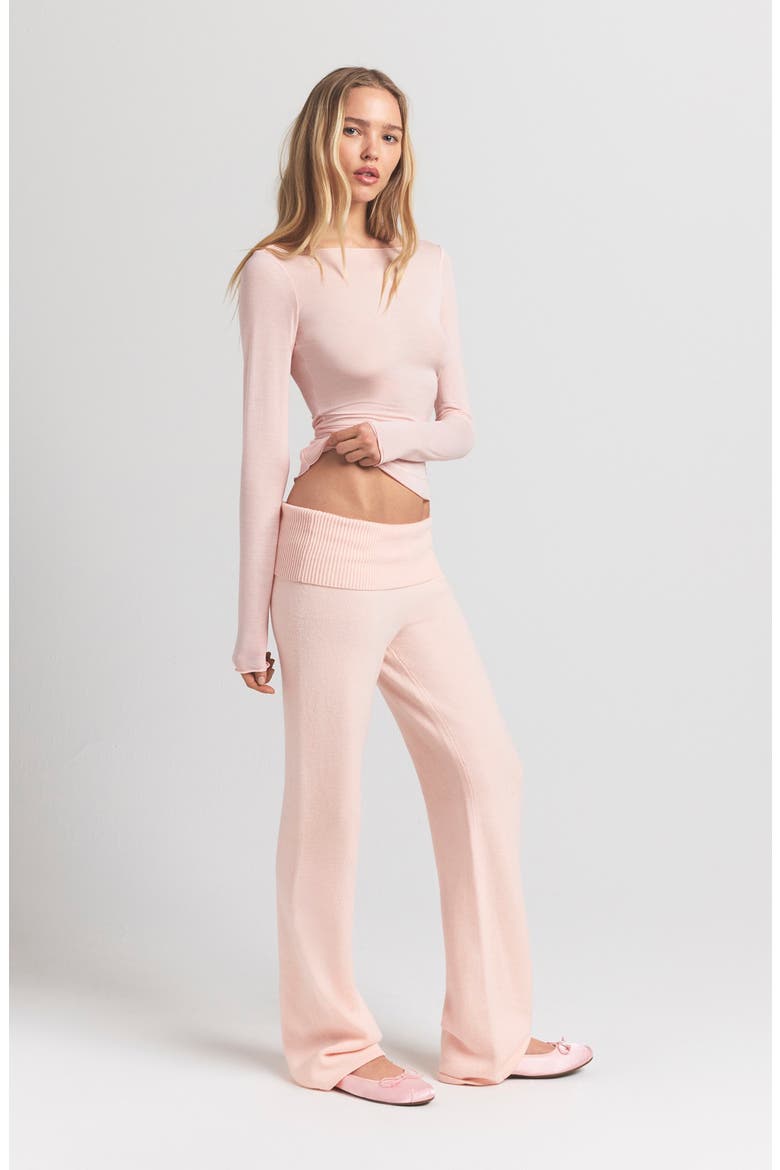 Sheer Modal Blend Long Sleeve Boat Neck Top, Alternate, color, PRIMROSE