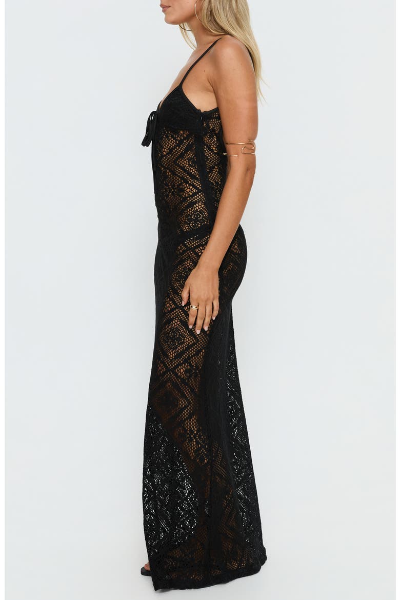 Eminent Semisheer Open Stitch Maxi Dress, Alternate, color, BLACK