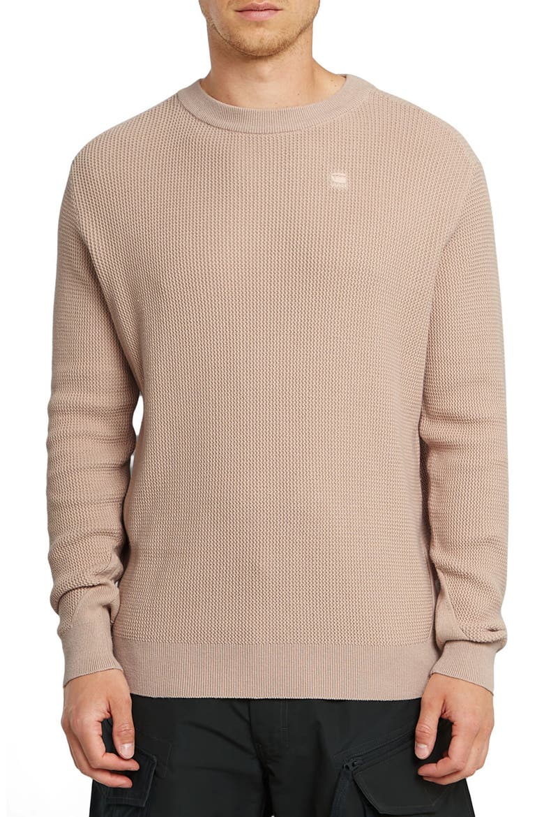 Serrated Organic Cotton Crewneck Sweater, Main, color, LINEN