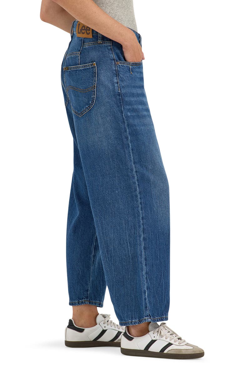 Button Fly High Waist Loose Fit Ankle Jeans, Alternate, color, ROBUST BLUE