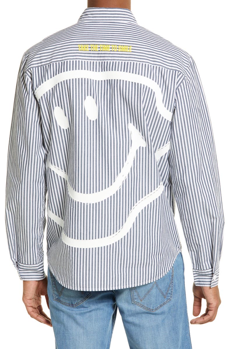 LEE JEANS Smiley<sup>®</sup> x Lee Smiley Stripe Long Sleeve Button-Up Shirt, Alternate, color,