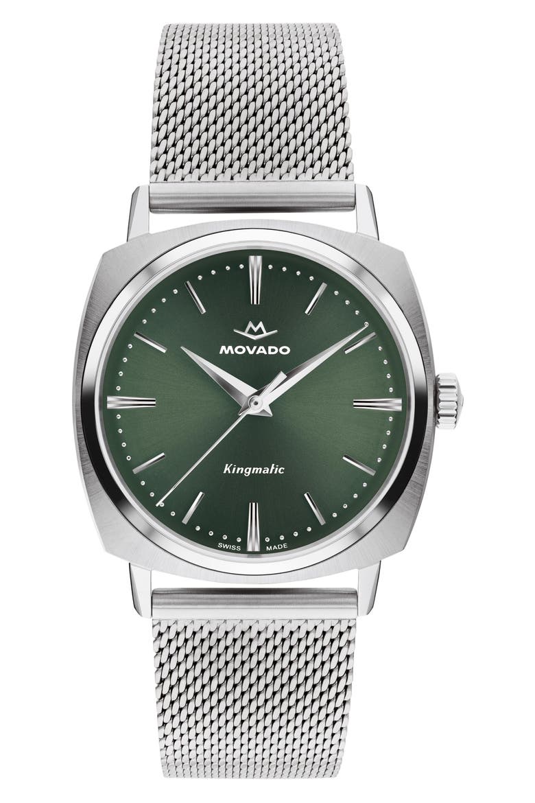 Kingmatic Automatic Mesh Strap Watch, 35mm, Main, color, GREEN