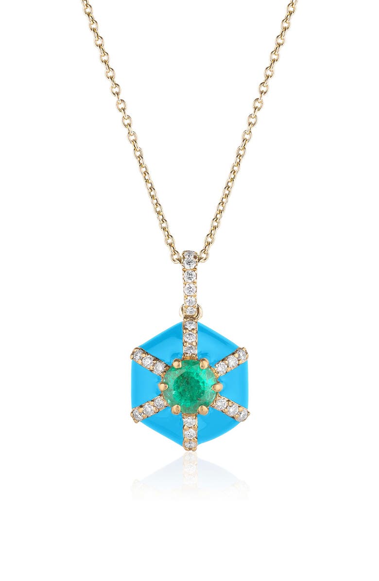 GOSHWARA Queen Hexagon Pendant Necklace, Alternate, color, Green / Turquoise