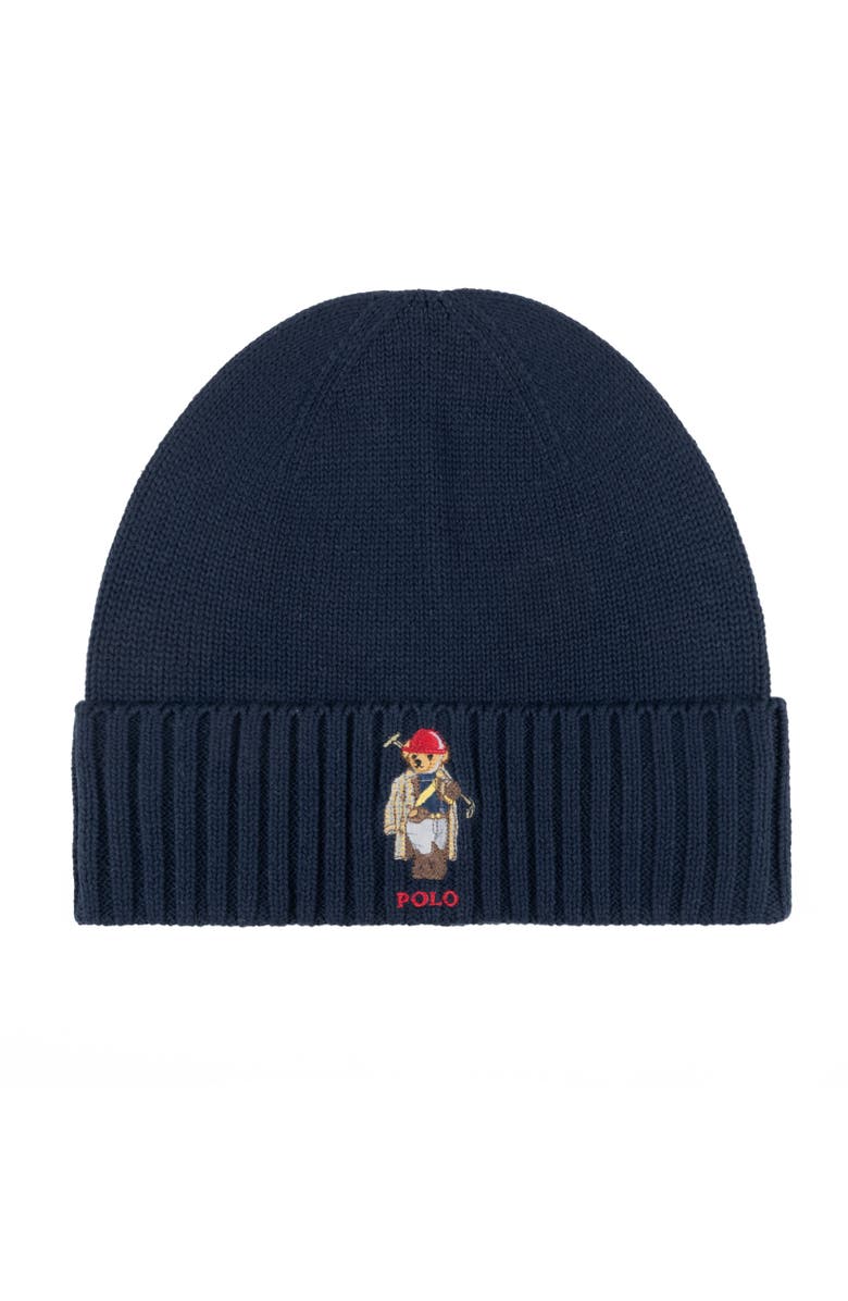 Polo Ralph Lauren Polo Society Bear Beanie, Main, color, Newport Navy