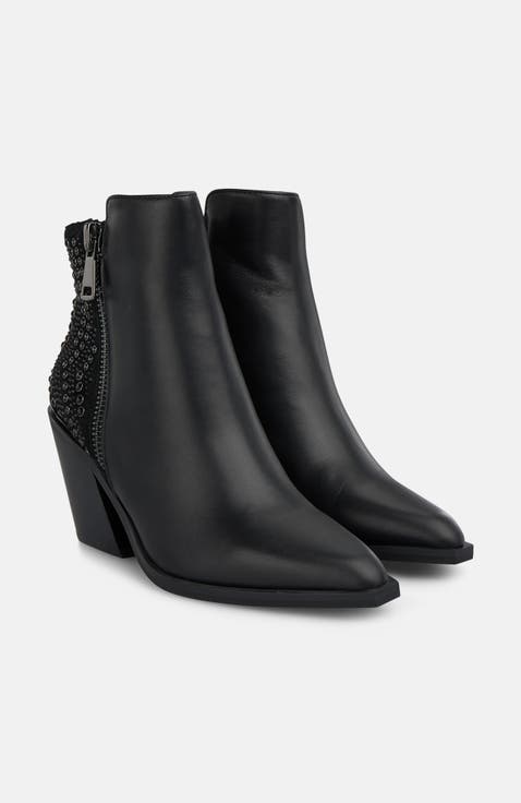 Zipped Boots with Studded Details