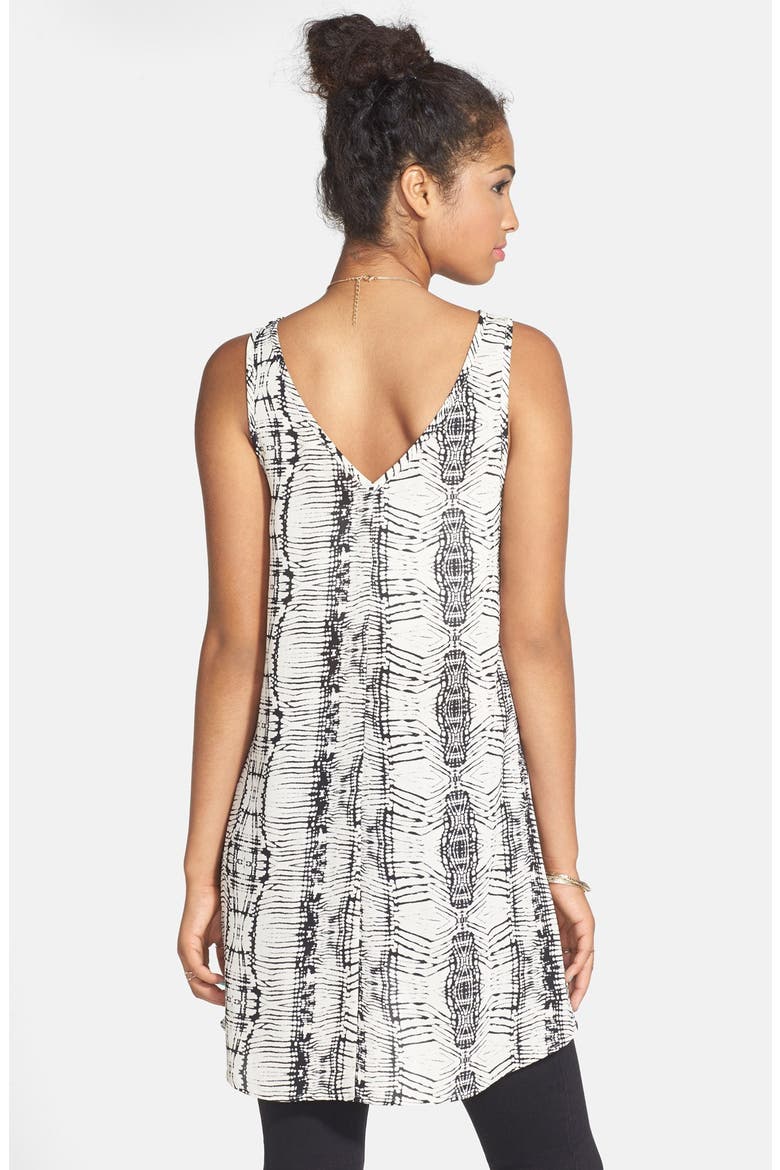 Chiffon High/Low Tunic Tank, Alternate, color, IVORY/ BLACK PRINT