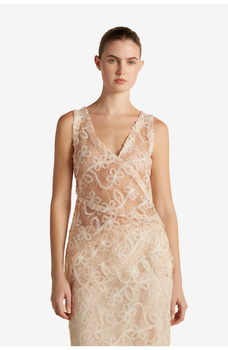 Marina Moscone Lace Patchwork Top, Main, color, Nude