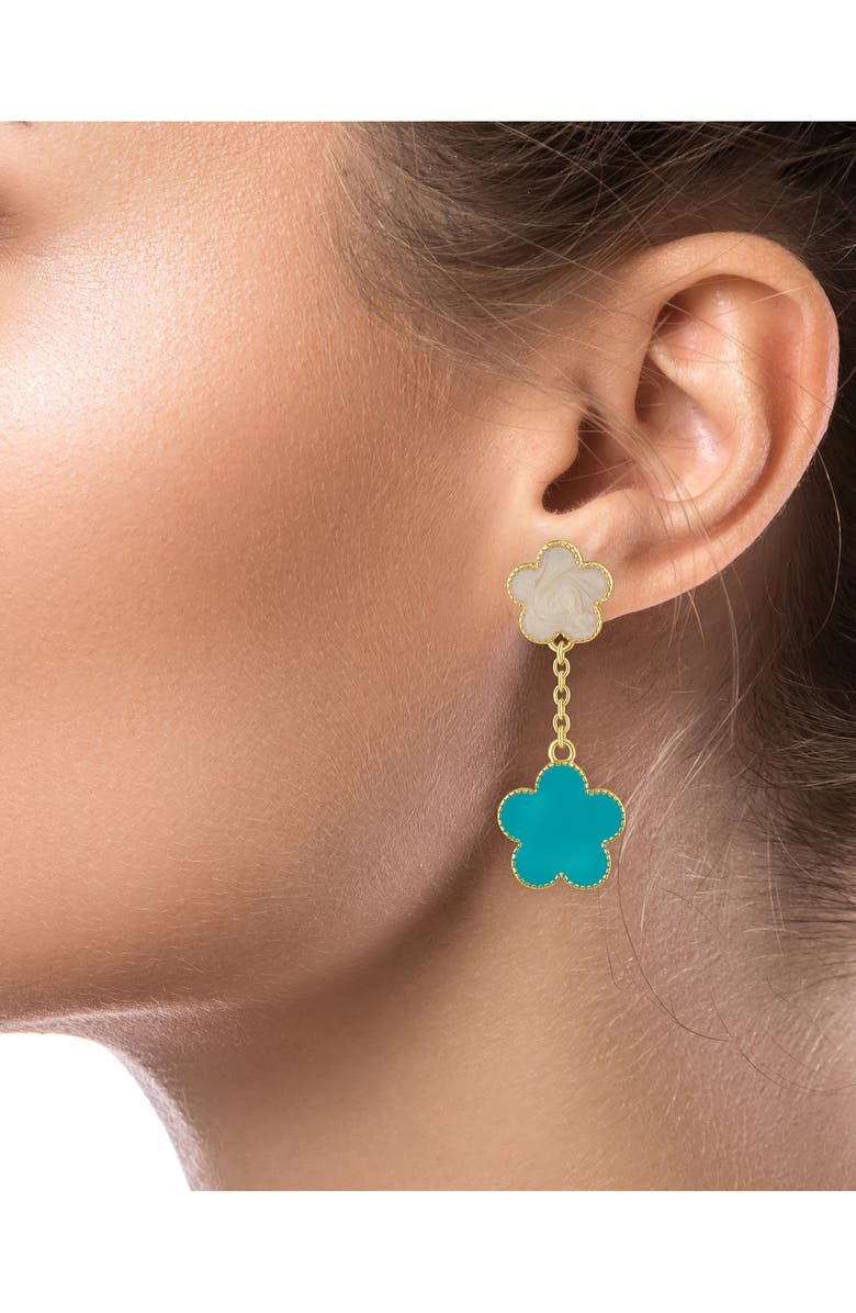 JARDIN Enamel Double Clover Drop Earrings, Alternate, color, 