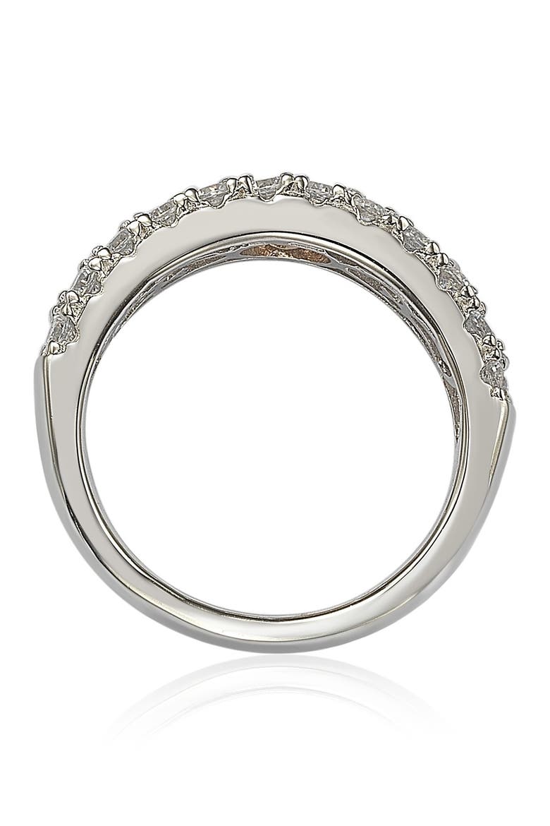 Sterling Silver 3-Row Pave CZ Band Ring, Alternate, color, WHITE