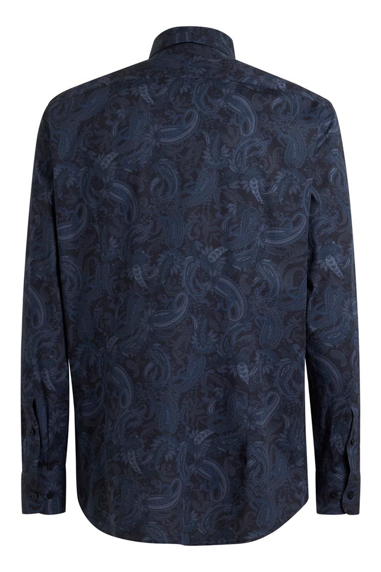 Roma Stretch Cotton Dress Shirt, Alternate, color, PRINT ON BLUE BASE
