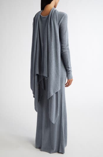 TOTEME Cape Overlay Long Sleeve Silk Knit Dress Nordstrom