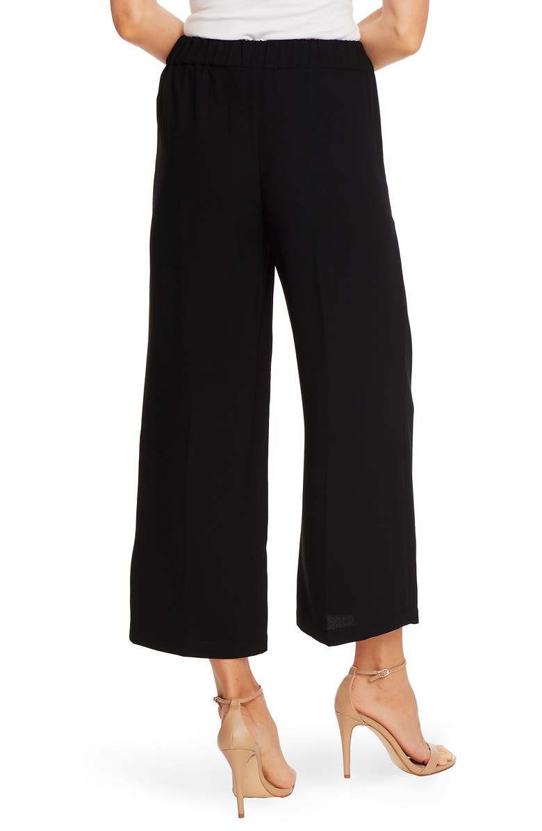 CeCe Button Detail Crop Wide Leg Crepe Trousers, Alternate, color, 