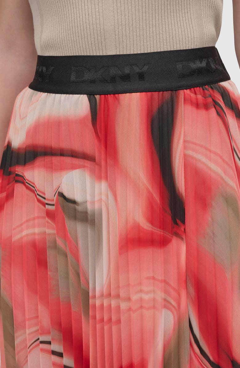 DKNY Print Pleated Asymmetric Midi Skirt, Alternate, color, Brushed Pink