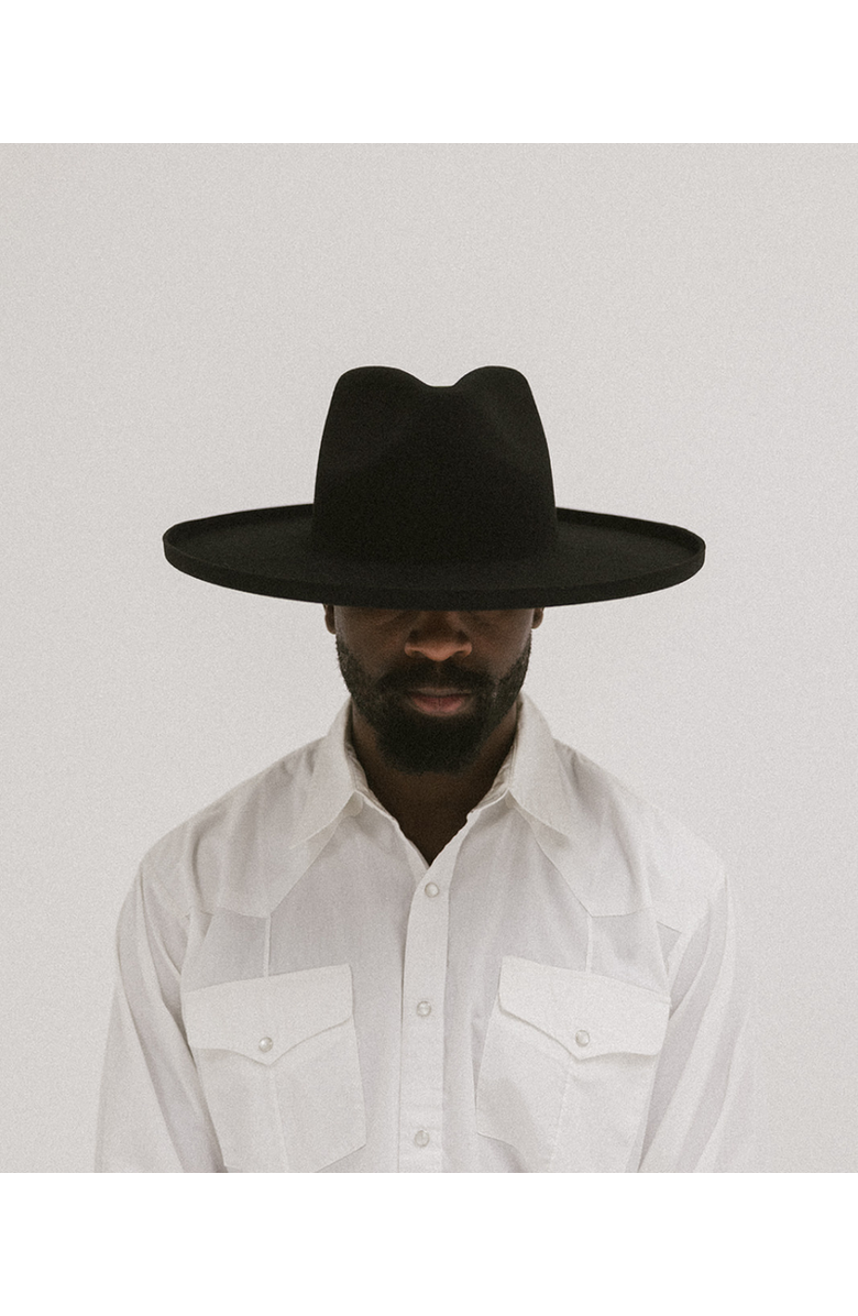 Two Roads Hat Co. Five Points Wide Brim Fedora Hat, Alternate, color, Black