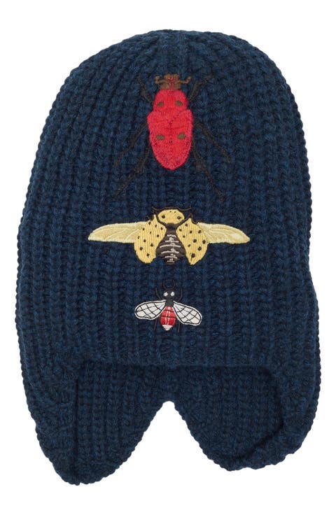 Cusco Insect Embroidered Wool Beanie