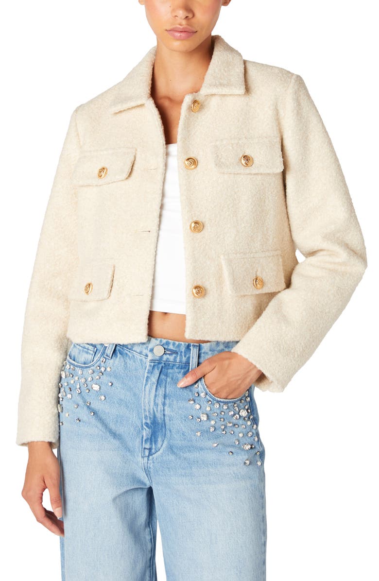 BLANKNYC Bouclé Crop Jacket, Alternate, color, Stay Icy