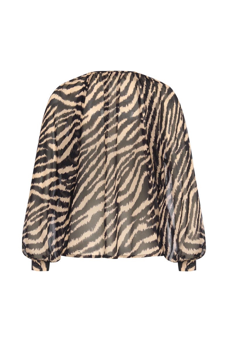 Silk Blouse With Zebra Print, Alternate, color, Black / Sand
