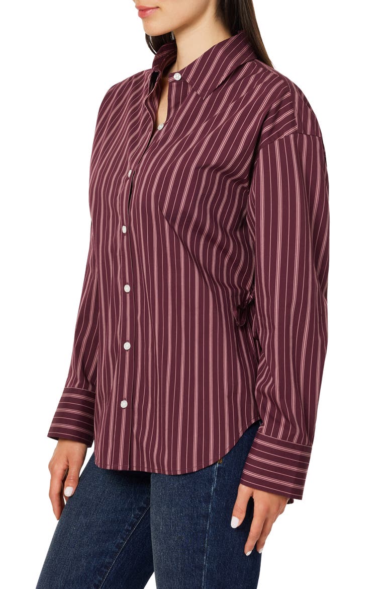 Striped Poplin Cinch Back Shirt, Alternate, color, WINETASTING STRIPE