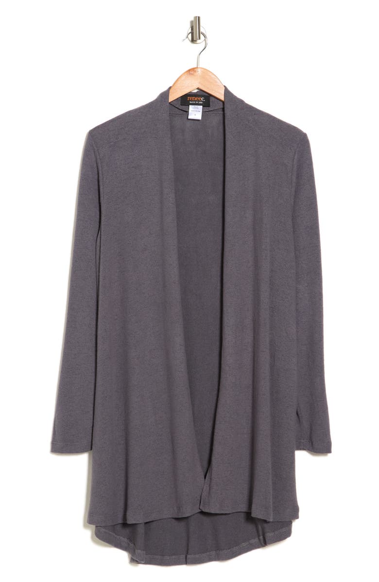 Renee C Brushed Knit Open Front Cardigan, Alternate, color, Dark Cement