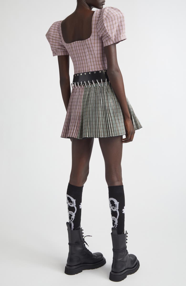 Chopova Lowena Carly Tartan Carabiner Minidress, Alternate, color, Pink And Green