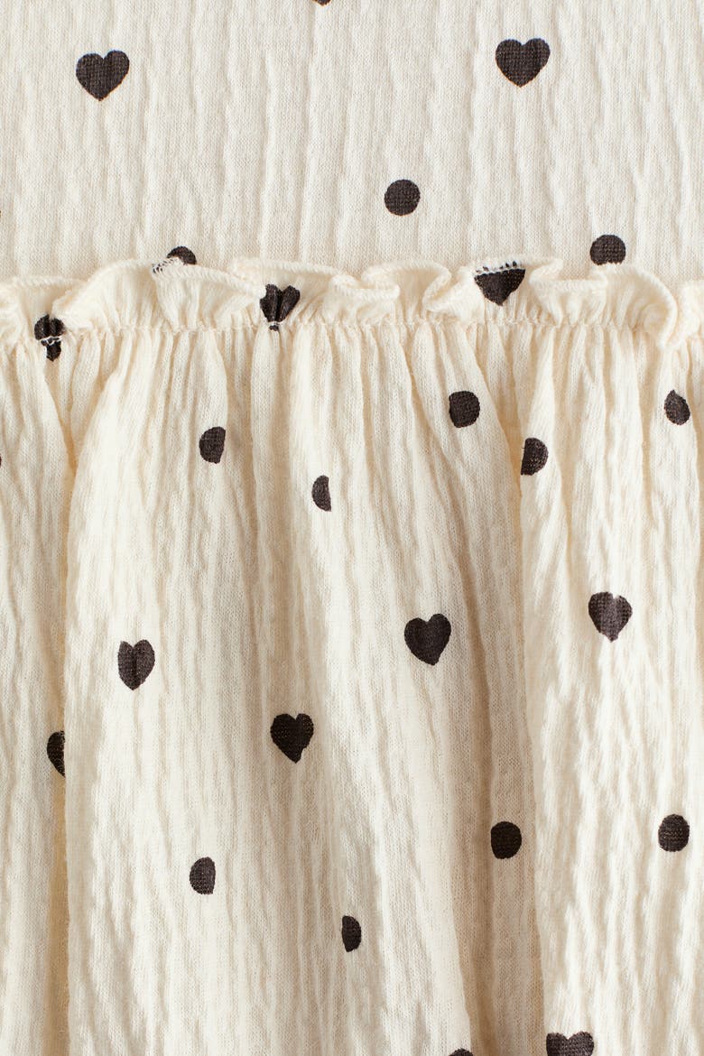 Bow-detail Crinkled Dress, Alternate, color, Cream/hearts